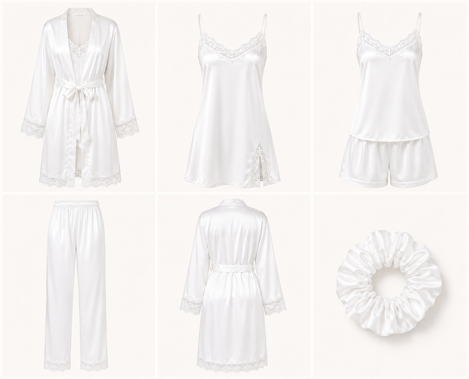 Ensemble Pyjama Satin 6 Pièces Élégance