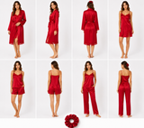 Ensemble Pyjama Satin 6 Pièces Élégance